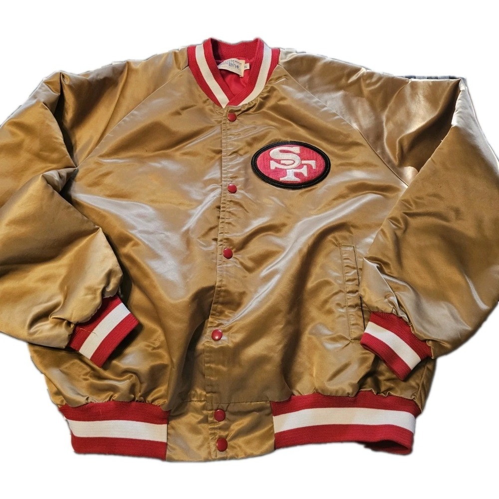 Chalk Line Gold Satin Jacket NFL San Francisco 49ers Forty Niners Size XL USA